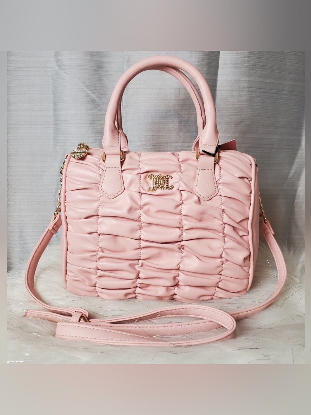 Juicy Couture Pink Ruched Crossbody Satchel